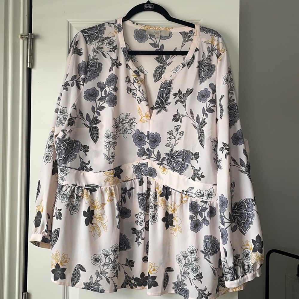 NWOT loft plus size peplum pink floral blouse